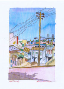 Portrero Hill - San Francisco - Electric Style - Watercolor - 1997