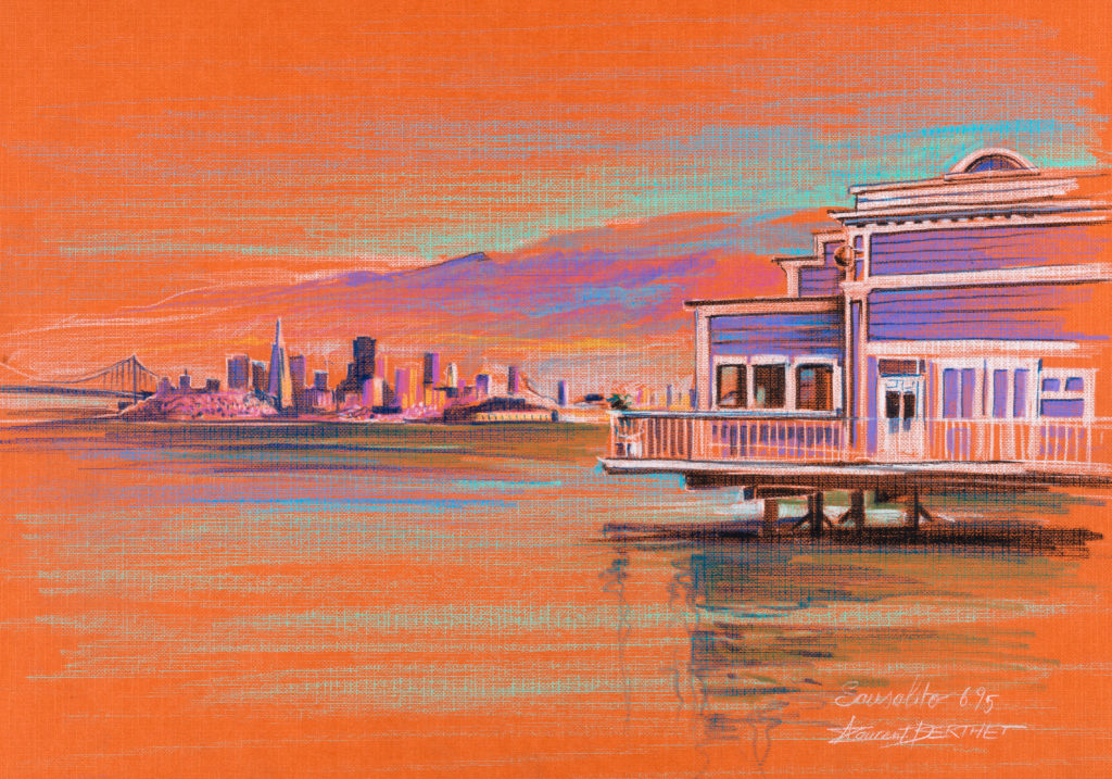 San Francisco from the waterfront of Sausalito - Colored pencils - 1995